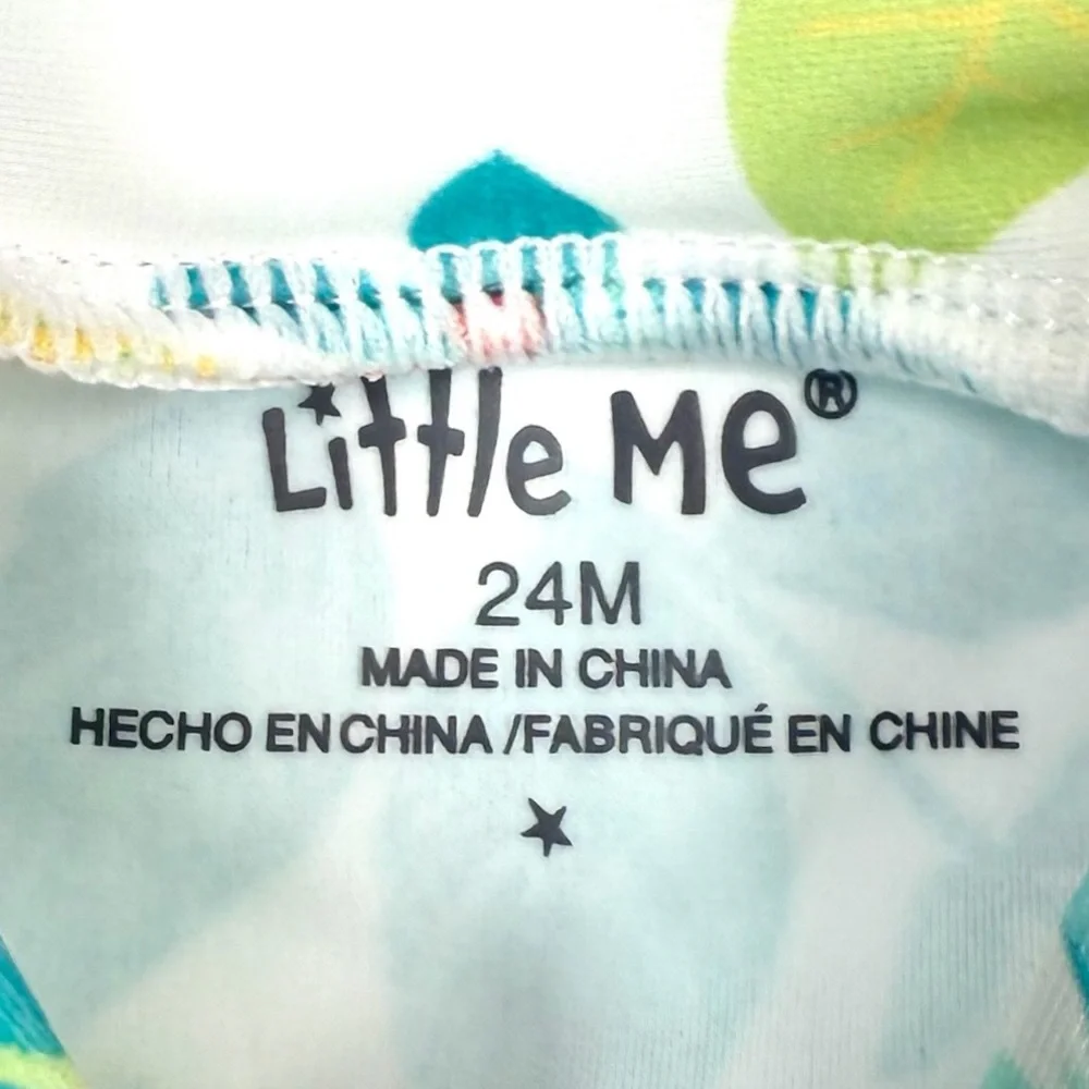 NWT LITTLE ME Toddler Girls' UPF 50+ Tropical Floral Rash‎ Guard w/ Applique 24M